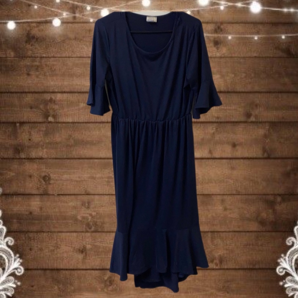 Navy ruffled dress